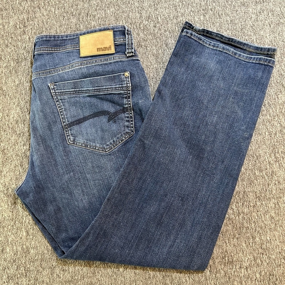 Mavi Jeans Men's 36x32 Relaxed Straight Leg Mid Wash Denim Faded Baggy Matt